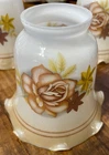 VTG Set of 3 Milk Glass Ruffled Lamp Light Shade with Roses-1 Repaired At Cuff