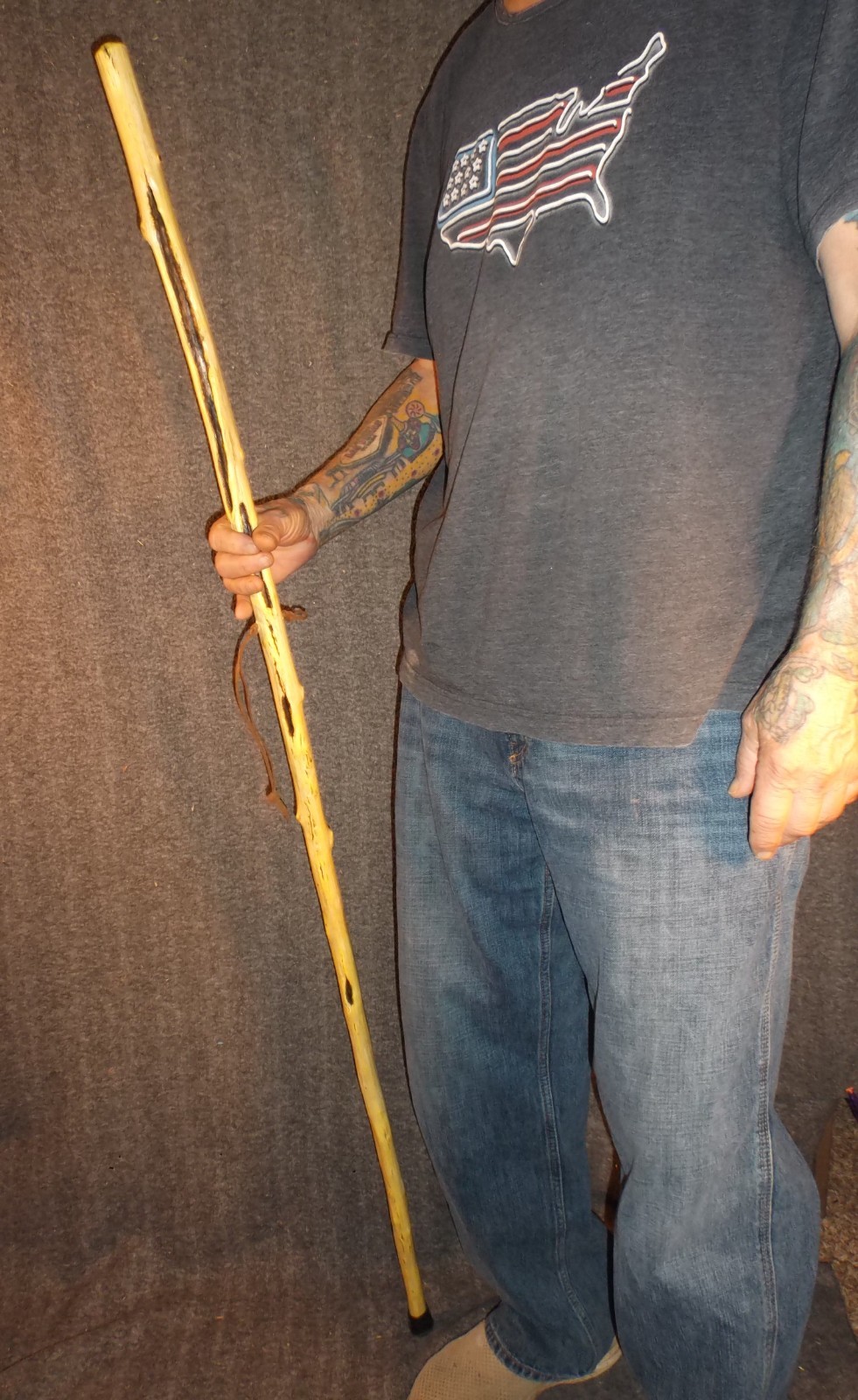 Tennessee Walking Stick- Wood Hiking Stick Staff Hike Pole Hand Carved Cane #95