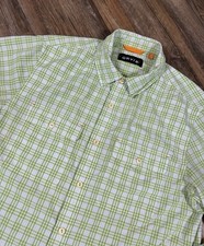 Orvis Shirt Men's M Green Plaid Performance Button Down Trout Bum Fish Outdoor
