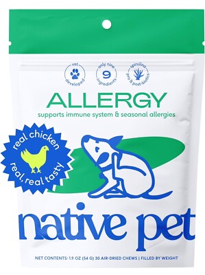 Native Pet Dog Allergy Chews Natural Skin Allergy Relief Chews | Fast Shipping