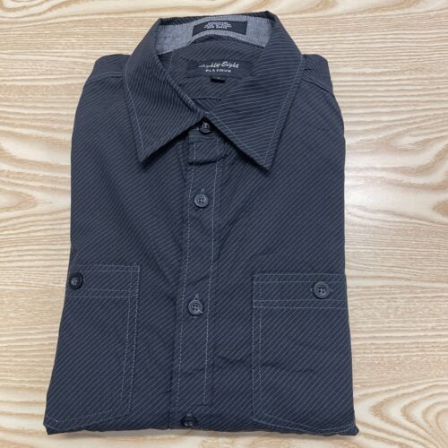 Quatre-vingt-huit chemise homme petite chemise à rayures noires 19 pouces designer pit-to-pit décontractée - Photo 1 sur 10