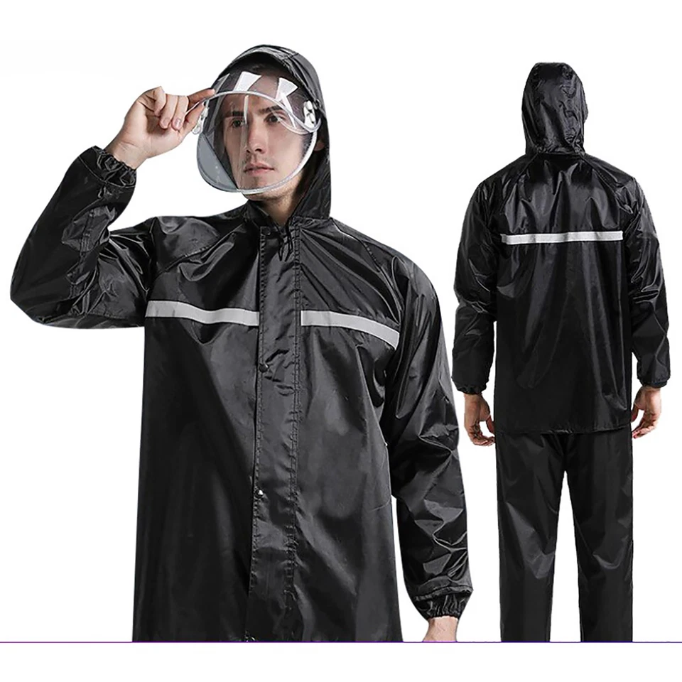 Rain Suits for Men Women Jackets Pant Gear Raincoat Waterproof motorcycle hivis - Image 2 of 4