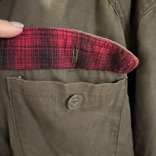 Men's Orvis Cotton Barn Jacket Plaid Lining Olive Brown Corduroy (Size xxl) - Picture 4 of 10