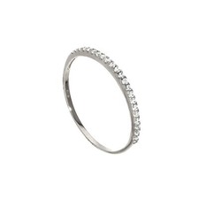 Halber Ewigkeits-Vorsteckring 9 kt Weißgold & klarer CZ Kristall Größe I-U