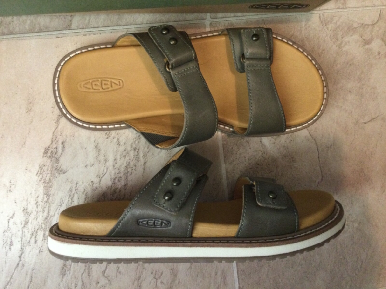 Nuovi sandali Keen Lana Slide polverosi argento oliva betulla cinturino slide donna 5 5