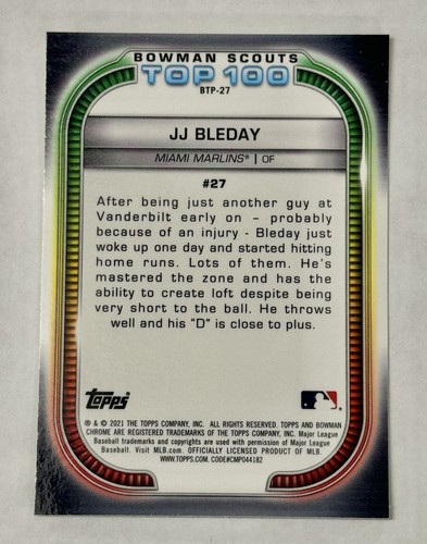 JJ BLEDAY Bowman Chrome ROOKIE REFRACTOR Prospect Variation RC - Picture 2 of 2