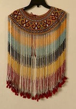New Estate African Tribal Maasai Beaded Bib Collar Wrap necklace Top Tassel
