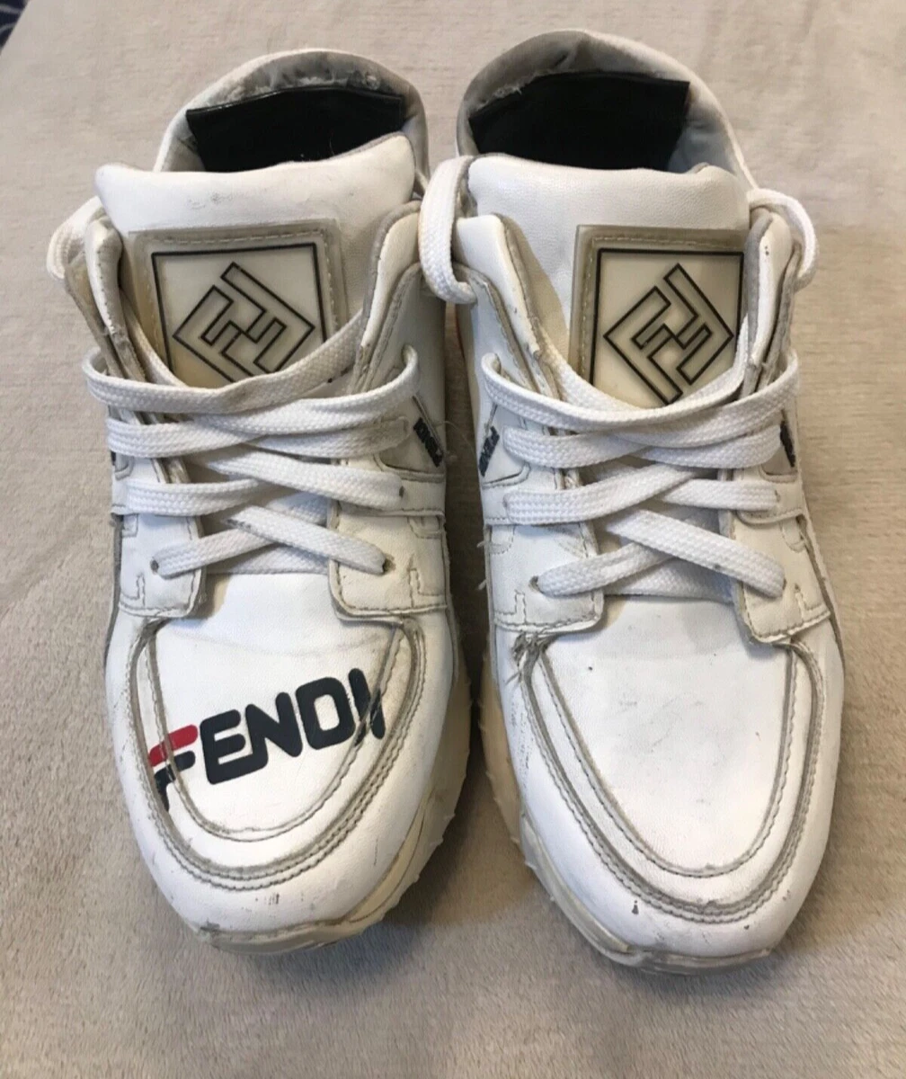 Pre-owned Fendi -fila Mania Logo Low Top Sneakers Size 39 In White |  ModeSens