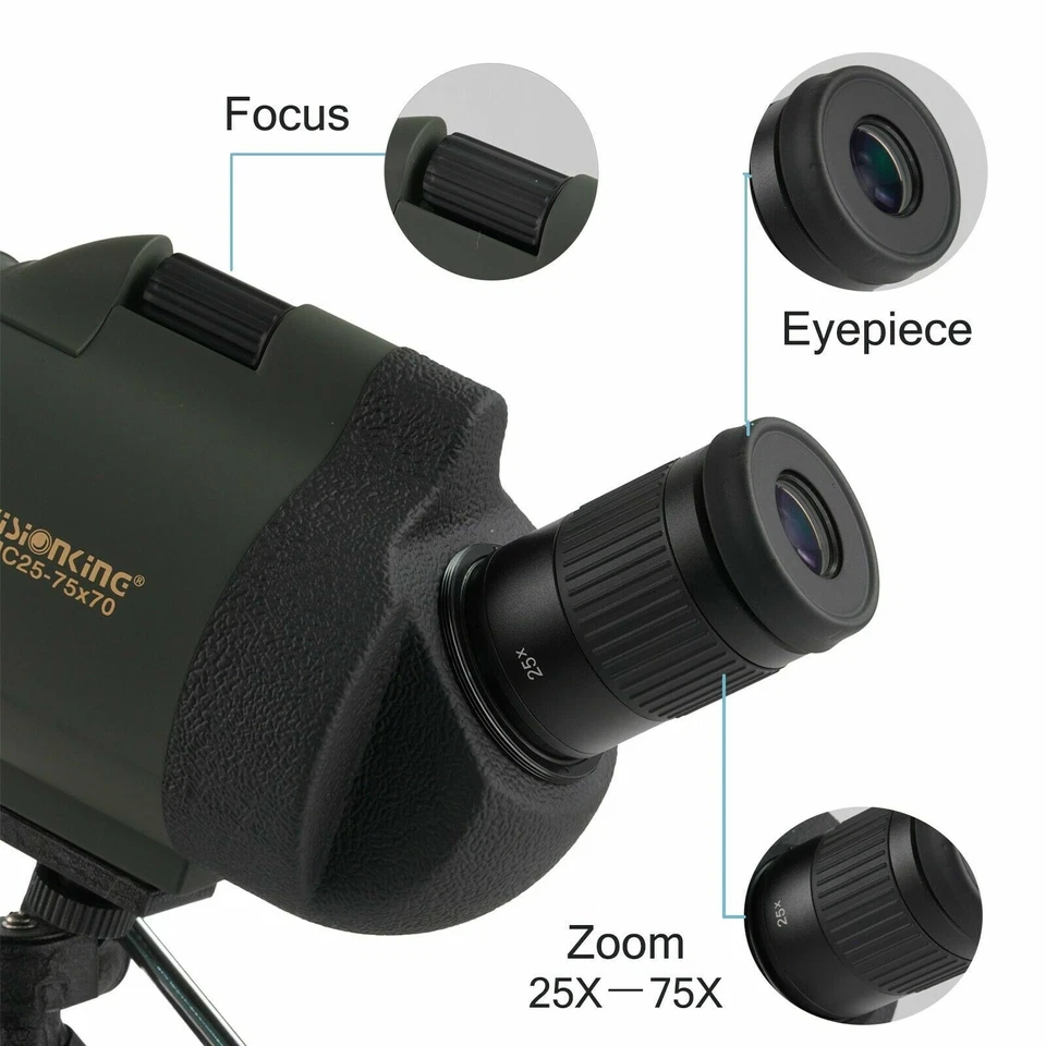 Visionking 25-75x70 Waterproof Spotting Scope Hunting Birdwatching Phone Holder - Image 4 of 4