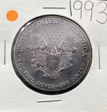 1993 1 OZ American Silver Eagle ASE Coin Gem BU Nice Toning Toner Reverse SKU#1J