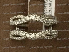 14k White Gold Split Shank Solitaire Enhancer 0.63ct Diamonds Ring Guard Wrap