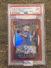2020 Chronicles Legacy Justin Herbert Red Prizm Rookie Auto RC #11/50 PSA 9 U305