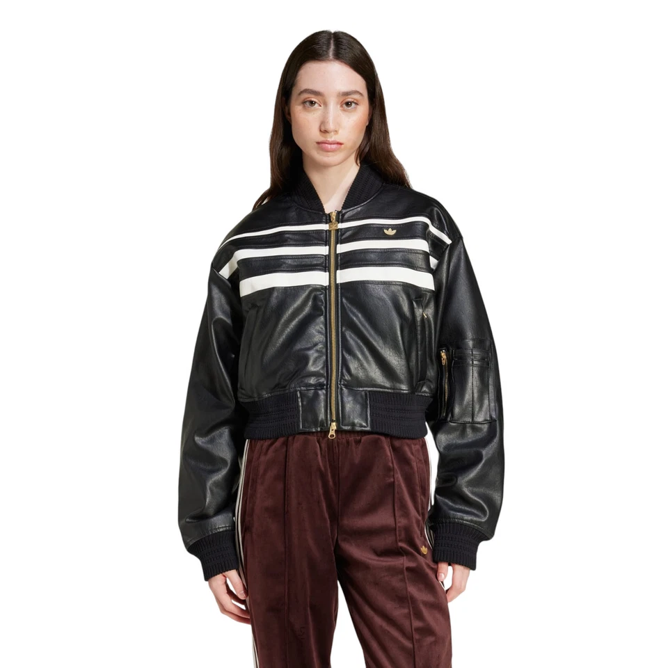 Jaqueta Bombardeiro Feminina Adidas Originals Preta Premium Plissada IX0967 Nova - Imagem 2 de 4