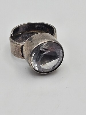 Vintage RS Randers Sølvvarefabrik Denmar Sterling Silver Rock Crystal Ring 