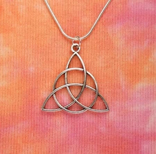 Large Triquetra Necklace, Trinity Knot, Pagan Celtic Knotwork Charm Pendant