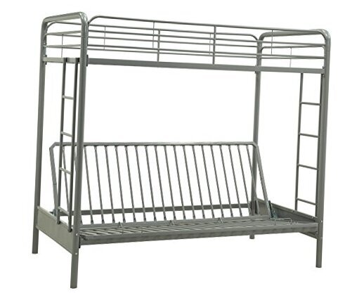  Twin-Over-Futon Convertible Couch and Bed with Metal Frame Twin/Futon Silver