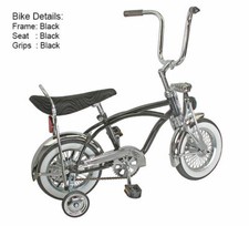 New 12 Genuine Vintage Lowrider 52 Spoke Bicycle In Black For Children.