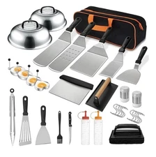 35-Piece BBQ Grill Accessories Set Stainless Steel Griddle Tools Storage Bag