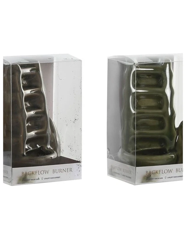 Porta Incensi Backflow in Ceramica a Cascata per Coni Verde Grigio Nero Senape