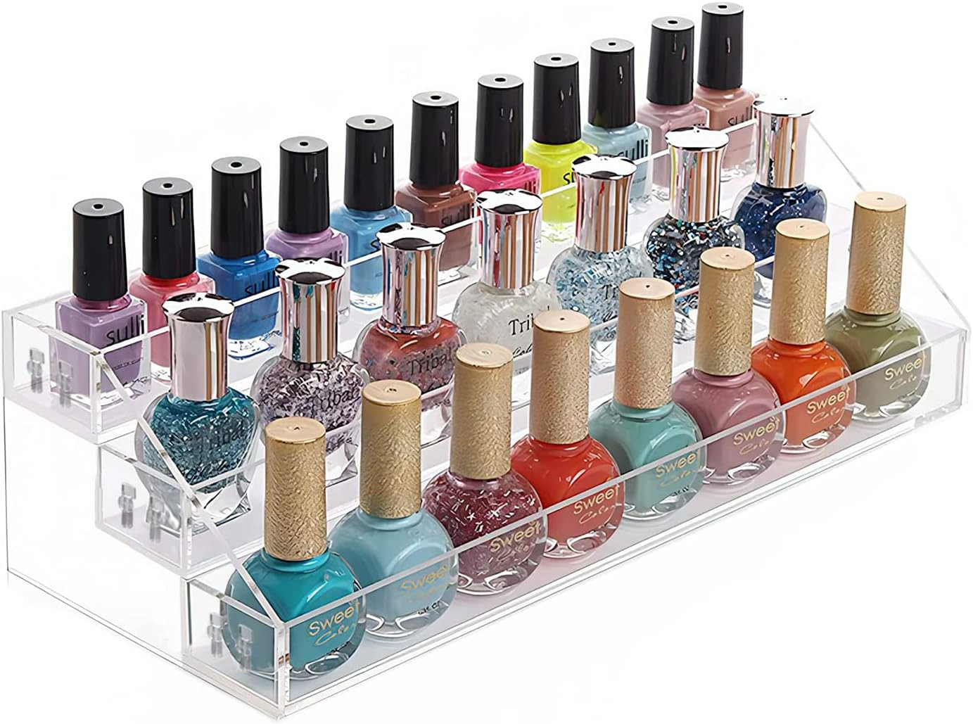 Minesign Nail Polish Holder Organizer Clear Acrylic Nail Polish Tray Fingernail 