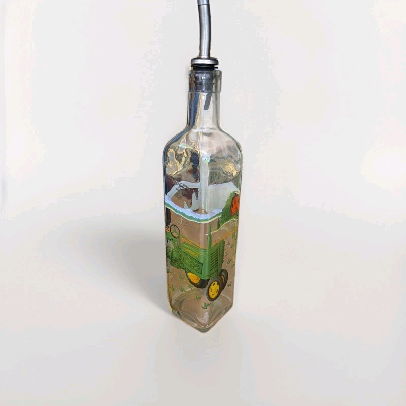 John Deere Glass Oil Bottle Tractor Design with Spot, Agriculture