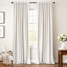 INOVADAY 100 Blackout Curtains 108 Inches Long 2 Panels Set Linen Blackout C...