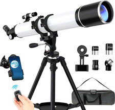 High-Powered 90mm Refractor Telescope for Adults with Tripod Phone Adapter