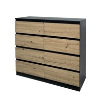 Kommode 8 Grifflose Schubladen Thekla Schwarz-Artisaneiche Sideboard Hti-Living