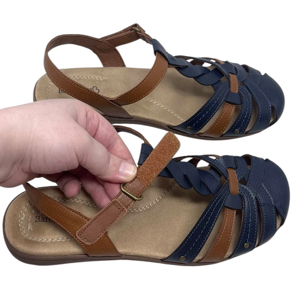 Sandalias de pescador Baretraps "Benoni" para mujer 8,5 W azul marino y marrón imitación cuero Foto 4 de 4