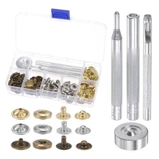 30 Sets Snap Fasteners Kit Metal 3 Colors with 4 Setter Tools & Storage Box