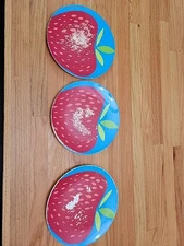 Set Of 3 Strawberry Melamine Plates