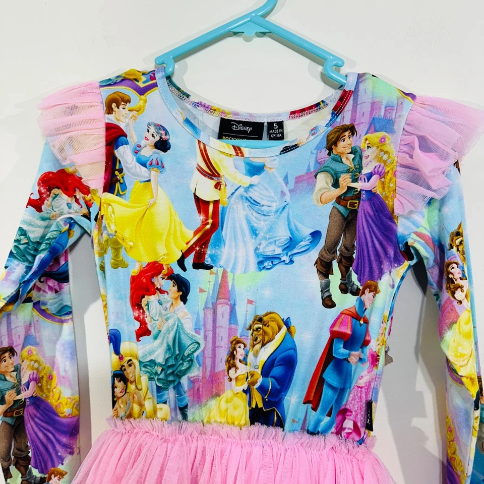 Rock Your Kid RYK Disney Princess Dress Frill Tulle Tutu Dress 5 EUC Pink Blue - image 2 of 4