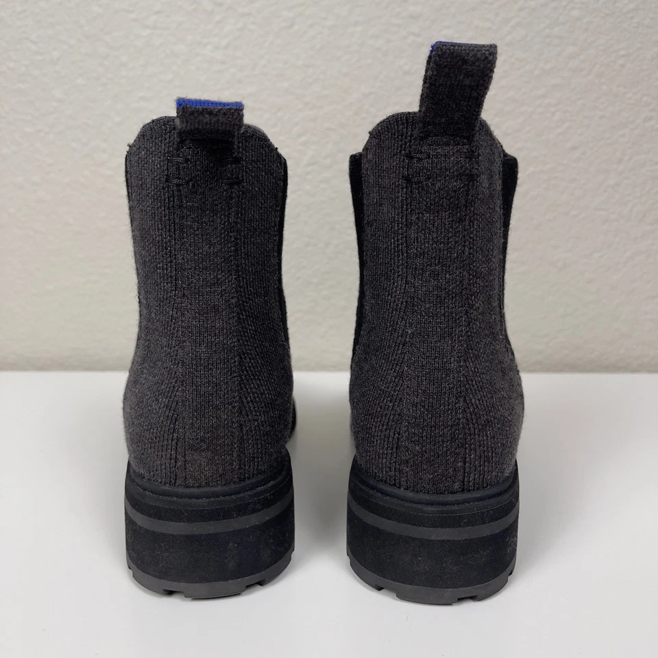 Rothys The Lug Boot Charcoal Gray Merino Wool Waterproof Womens 7.5 - Image 3 of 4