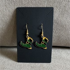 St. Patrick s Day Green Shoe Dangle Earrings Enamel Metal Luck Theme Jewelry