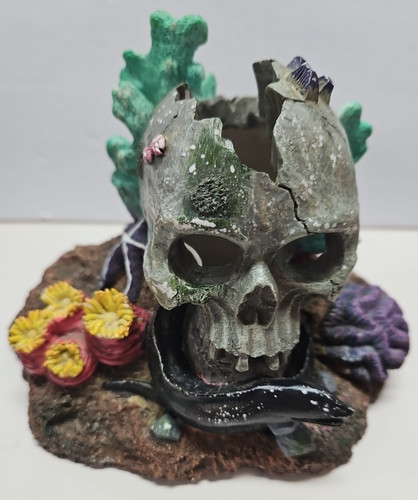 Colorful Coral Reef Aquarium Ornament Resin Fish Tank Skull, Snake & Plants