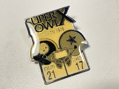 Vtg 1976 NFL Super Bowl X Steelers Cowboys Pin Pinback Button STARLINE