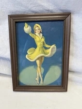 VTG  Pin-up Risque Jules Erbit Art Print  Ice Skating Beauty 1930’s  
