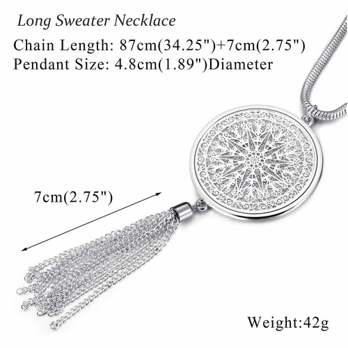 6Pcs Long Pendant Necklaces for Women Y Necklace Set Fashion Jewelry,Silver - Picture 7 of 8