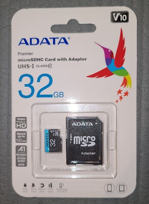 ADATA 32GB Premier microSDHC UHS-I / Class 10 V10 A1 Memory Card with SD Adapter