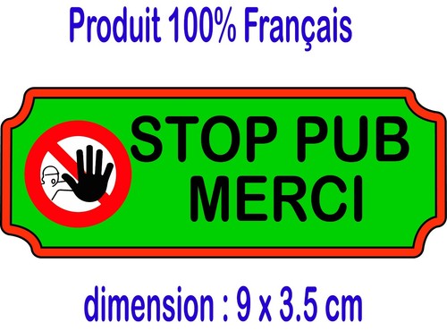 Autocollant sticker PAS DE PUBLICITE - STOP PUB boite aux lettres | eBay