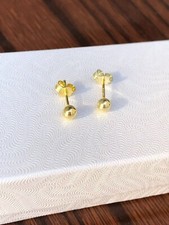 Plain Gold Ball Stud Earrings Sterling Silver 925 Dainty Studs 3.5mm