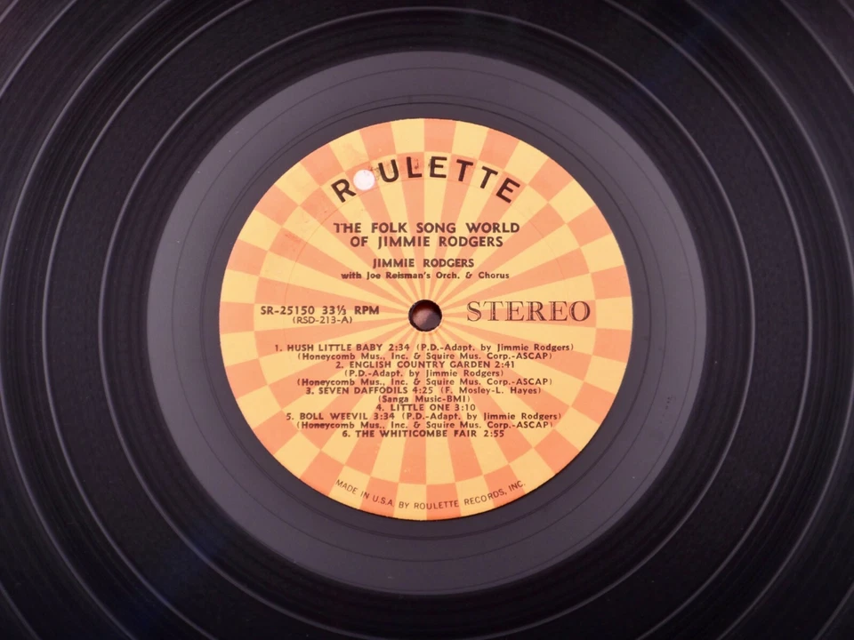 ♫ The Folk Song World of Jimmie Rodgers ♫ Near Mint Roulette Records Vinyl LP 🔥 - Image 2 of 3
