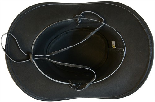 Negro Impermeable Cuero Genuino Suave Estilo Aussie Bush Sombrero Vaquero Rodeo Niña - Imagen 3 de 3