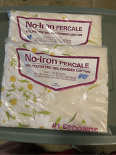 Vintage Two New Packages No-Iron Percale Double Flat Sheets 81x96โ made in USA
