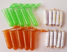 10*Nano Geocache Beh&auml;lter mit Logbuch 5*braun 5*gr&uuml;n 2ml runder Boden