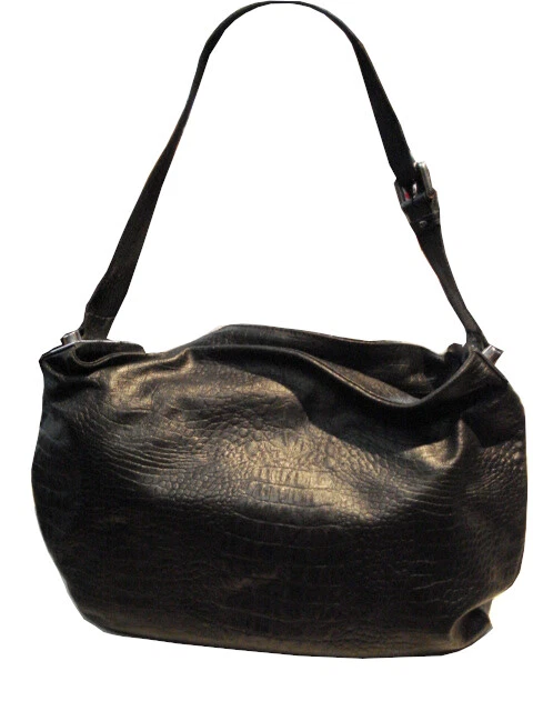 Arcadia Sac de Dame Cuir Noir façon Croco Porté épaule Occasion - Photo 1/4