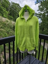 Torrid Bright Green Waffle Knit Zip Front Hoodie Wms Plus Sz 0 L/XL