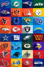 NFL Football Universe ALL 32 TEAM LOGOS Official 22x34 WALL POSTER