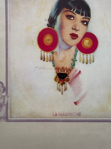 La Malinche, Vintage 1930s Armando Drechsler Calendar Art Print, Anna Mae Wong - Picture 3 of 6