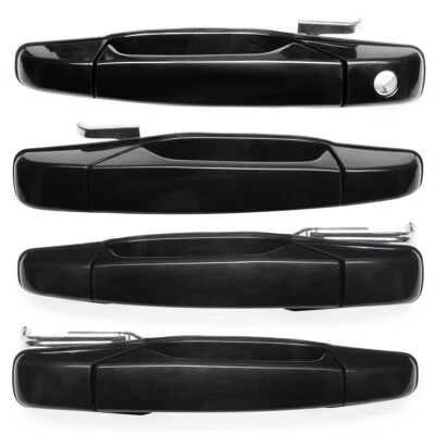 4PCS Door Handle Gloss Black Fits For 2007-2013 Chevy Tahoe Silverado GMC Yukon